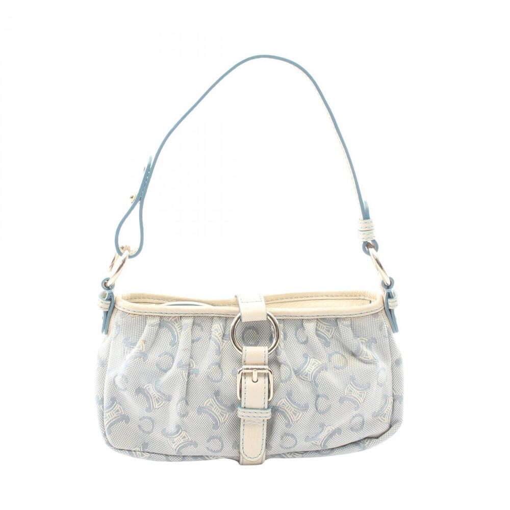 Celine Paris Macadam handbag, canvas and leather, women's, blue white.